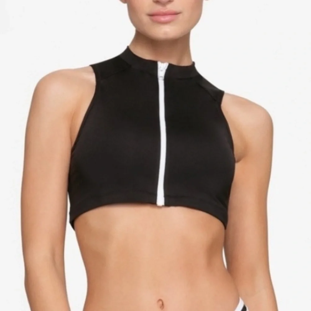 SKIMS Sporty Zipper Swim Mock Neck
